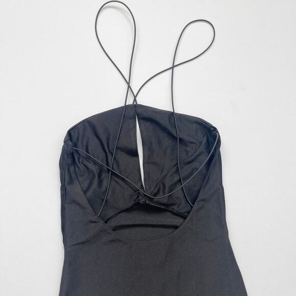 SER.O.YA Midi Length Strappy Bodycon Dress Black Size Small Sample - Picture 4 of 8